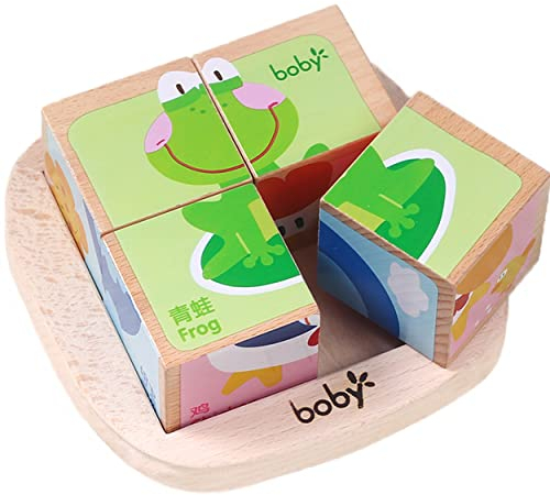 Afufu Juguetes de Madera 1 Año Rompecabezas de Cubos/Bloques Niños, Juegos Bebes, Aprendizaje Temprano Educativo Montessori Puzzles de Animales, Regalos Cumpleaños Navidad para Bebés Niñas 2 3 4+Años