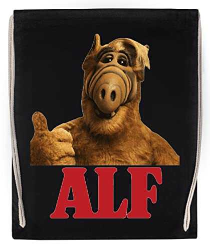 Gunmant Alf Retro Thumb Up Schwarz Sport Reise Sporttasche Langlebig Umweltfreundlich Drawstring Gym Bag
