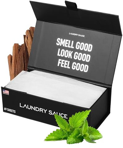 Laundry Sauce - Hojas para secadora de ropa (sándalo australiano), fragancia de lujo, contiene aceites esenciales, suaviza la tela, elimina la adherencia estática, embalaje ecológico, apto para
