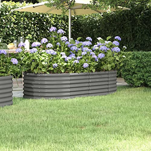 WIFESE Jardinière de Jardin Acier Enduit de Poudre 152x80x36 cm Gris Jardiniere Exterieur Grande Taille Jardiniere Balcon Jardiniere sur Pieds Carré Potager Rectangulaire Potager Balcon