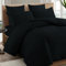 Pizuna 600 Fadenzahl aus Baumwolle Bettwäsche Schwarz, 100% Langstaple Baumwolle Bettbezug und Kissenbezug, 100% Baumwolle Mako Satin 3-Teilig Bettwäscheset 200x200 + 70x90 Schwarz
