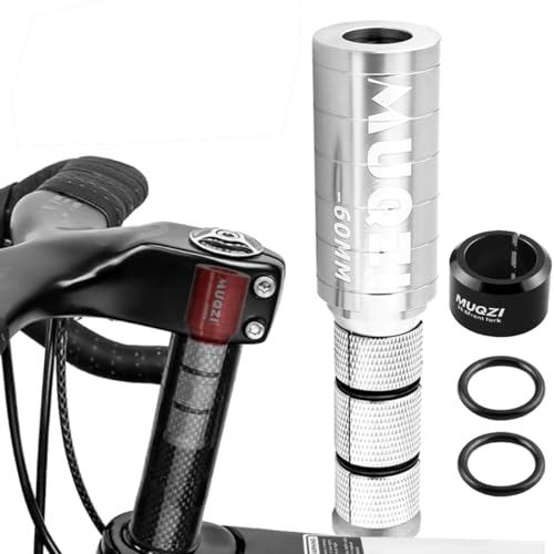 Elaye Aluminium Fahrradlenker Erhöhung Lenkererhöhung für 28,6 mm Gabel MTB Cycle Fork Stem Rise Up Adapter Hidden Handlebar Height Extender (Silber 60mm)