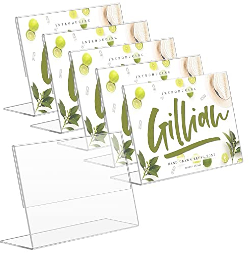 PSIMET A6 Werbeaufsteller/L-Ständer, 6 Stück Tischaufsteller Schräg, Tischaufsteller Plexiglas a6 Ideal für Cafés, Restaurants, Ausstellungen, Büros,Werbeaktionen- Glasklar Acryl