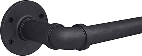 1 Zoll Industrielle Gardinenstange, Gardinenstangen für Fenster 81cm bis 122cm, Gardinenstangen, Outdoor Gardinenstange, Rustikale Gardinenstange, Raumteiler Gardinenstange, 81-122cm: schwarz