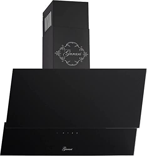 GURARI 268 8 BL Prime, campana extractora 80cm, campana de cabeza de cristal negro, 1000m³/h, mando a distancia, campana de pared