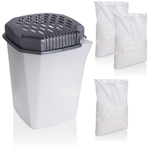 Bestlivings Dehumidifier with pouring spout without electricity with 3 x 680 g granules - reusable - lasts 4 months - room dehumidifier for kitchen bathroom