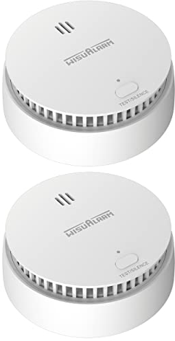 WisuAlarm SA20-A Rauchmelder 10 Jahre Batterie 2 Stück Set - Feuermelder Brandmelder mit Test-/Stummschalt-Taste - Rauchwarnmelder gemäß EU-Norm DIN EN14604-5 Jahre Garantie - Weiß
