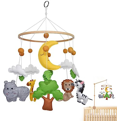 Mobile Baby Wald, Waldtiere Bettglocke Baby, Babybett Mobile Windspiel, Mobile Filz Baby, Mobile Baby Hölz Babybett, Kinder Bettglocke Wickeltisch, Hängende Ornamente für Babybett Jungen und Mädchen