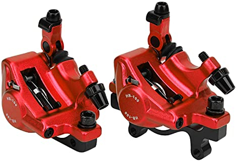 Akozon Hydraulische Scheibenbremse Fahrrad, HB-100 Fahrrad Hydraulische Scheibenbremse vorne hinten Bremssättel Aluminiumlegierung Hydraulik Bremse Fahrrad Fahrradzubehör für Mountainbikes (Rot)