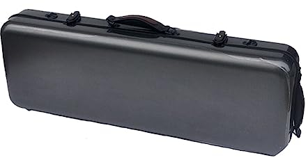 HDYNUZ Bratschenkoffer, Kohlefaser, verstellbar, 38,1–43,2 cm, länglicher Bratschenkoffer mit Notentasche, wasserdichter Bratschen-Hartschalenkoffer (Color : Black)