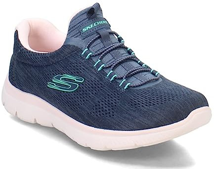 Skechers Summits, Zapatillas Mujer, Azul Marino Rosa Intenso Multicolor, 39 EU Ancho