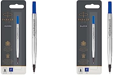 Parker Ersatzminen für Tintenroller | feine Spitze | blaue QUINK Tinte | 1 Stück (Packung mit 2)