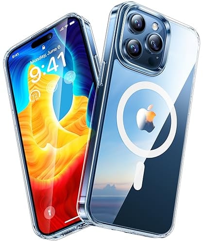 TORRAS Clear-Mag für iPhone 15 Pro Hülle für MagSafe Nr.1 Schutzkraft und Magnetkraft Handyhülle iPhone 15 Pro Case Stoßfest Kratzfest Schutzhülle Cover Edle Transparent