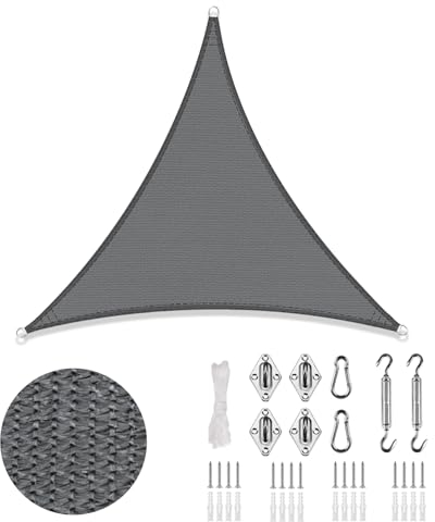 LOVE STORY Toldo Vela de Sombra 3x3x3m con Kit de Montaje Triangular Antracita,Toldo de Tela Sombra Curvada,Transpirable Permeable (HDPE) con Protección 95% UV para Patio Exterior, Porche, Jardín