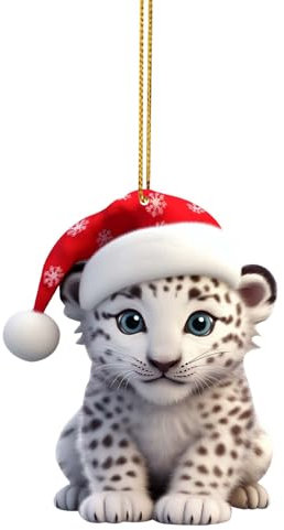 Christmas Tree Decorations Cute Snow Leopard Baby Christmas Pendant Hangs CarDecoration Hanging Novelty Acrylic Baubles Creative Crafts Hallmark Ornament Xmas Decor Stunning Unusual Gift