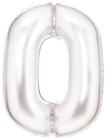 Große Zahl 0 Silk Lustre weiß Folienballon N34 verpackt 86 cm