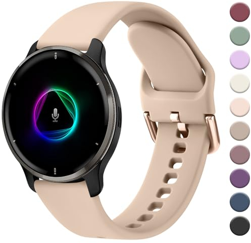 Oumida für Garmin Venu Sq Armband/Venu Sq 2 Music/Venu 2 Plus Armband für Damen Herren, 20mm Silikon Armbänder Klassisch Sport Ersatz Uhrenarmband für Garmin Vivoactive 3/Vivomove HR,Milchtee Farbe