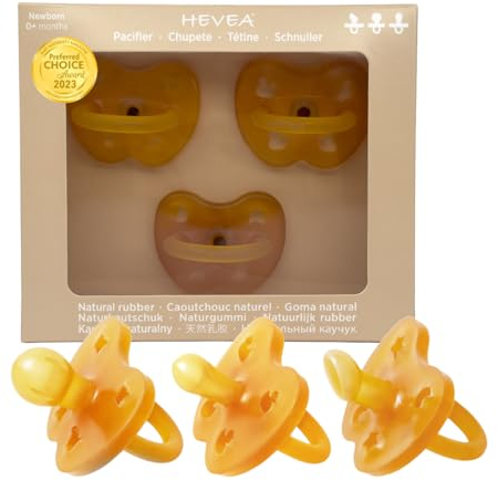 HEVEA Pack Découverte De 3 Tétines - Trio Pack - Sucette Bebe 0-3 Mois (Naturel)