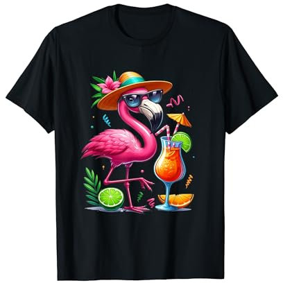 Flamant Rose Avec Croisière Cocktail Voyage En Bateau Pour T-Shirt