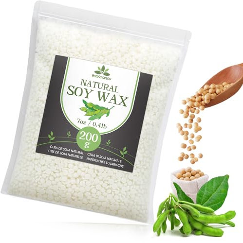 Sojawachs für Kerzen 200G/1.8KG/5KG/10KG/15KG, Premium Kerzenwachs, Kerzenwachs zum Gießen & Kerzenherstellung, 100% Natürliches Sojawachs für Kerzen(200G)
