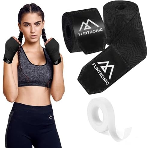 flintronic Vendas de Boxeo, Envolturas de Mano de Boxeo de 2,5 Metros, Elástico Correa de Muñeca Soporte Cinta, Vendaje Envolturas Protector, Boxing Artes Marciales Entrenamiento Hand Wraps, Nuevo