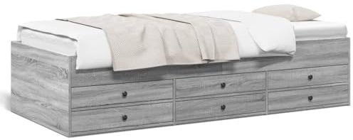 Keyroto Tagesbett mit Schubladen Grau Sonoma 90x190 cm Holzwerkstoff #2,Familienbett, Bettgestell, Bettrahmen, Bett Gestell, Doppel Bett, Einzelbett