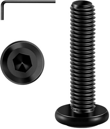 QZKJQDD Lot de 24 vis M6 x 16 à tête ronde pour meubles, avec clé hexagonale, vis noires, convient pour la construction mécanique, les automobiles, les motos, le modélisme, la construction de