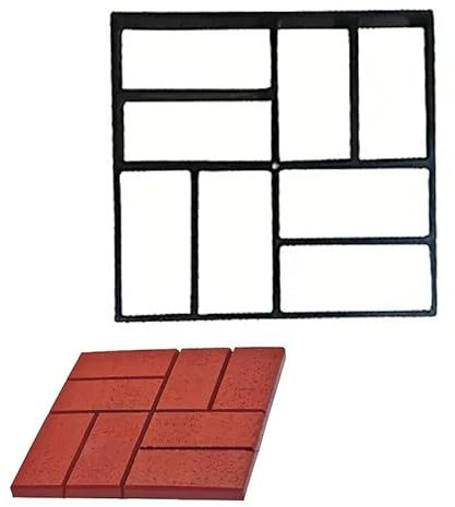 Pflasterformen für Beton Pflastersteinformen Für Gehwege - 1 2 3 4 Stück Pflastersteingitter Quadrat, Kunststoff Hof Rasen Patio Yard Garten Straßen DIY Pflaster Schablone, Trittstein Backstein Form(2