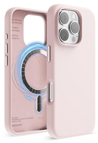 elago Magnetic Silicone Case Compatible with iPhone 16 Pro Case 6.3 Inch Compatible with All MagSafe Accessories - Built-in Magnets, Soft Grip Silicone, Shockproof (Lovely Pink)