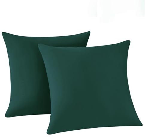 RUIKASI Kissenbezug 80 x 80 Grün 2er Set - Oeko Tex Kopfkissenbezug 80x80 Dunkelgrün Kissen Bezug 80x80cm mit Reißverschluss aus Mikrofaser, Polsterbezug Doppelpack Set Pillow Case Pillow Cover