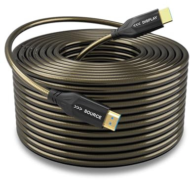 8K Fibre Optic Upgraded Outdoor Armored HDMI 2.1 Cable 100ft,Ultra High Speed 48 Gbps, 8K@60Hz 4K@120Hz Dolby Dynamic HDR eARC,Compatible with PS5/Xbox/LG Samsung Sony TV/Blu-ray/Monitor/Projector