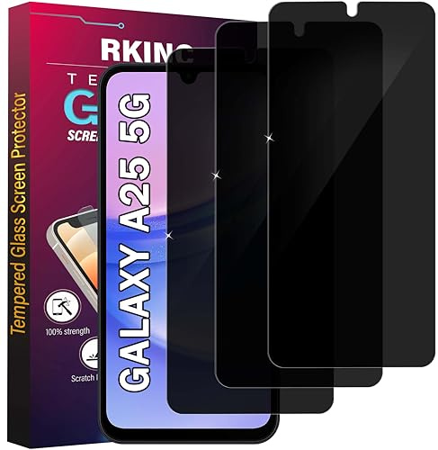 RKINC 3 Stück, Sichtschutz Panzerglas für Samsung Galaxy A25 5G, Anti-Spähen Panzer Schutz Glas HD Displayschutzfolie, [Unterstützt keine Entsperrung per Fingerabdruck] kratzfest, blasenfre