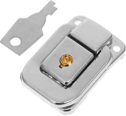 HOMOCONO Box Lock Suitcase Lock Hasp Cabinet Hasp Latch Cabinet Hasps Latch Suitcase Toggle Latch Decorative Buckle Lock Key Latch Guitar Case Latch Clasp Latch Hasp Lock Silver Iron