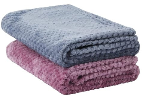 SLSON 2 Decken Hundedecken Katzendecken,Weiche Doppelseitige Haustierdecken für Sofas, Stühle,Autos,Reisen und Haustiere Warm Halten,Maschinenwaschbar,70×100 cm (Lila und Schwarz Blau)