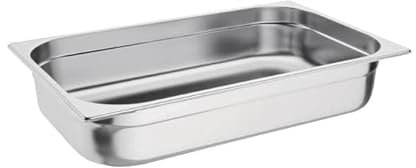 Stainless Steel Gastronorm Container, 1/1 Size, 530 x 325mm, Commercial Grade, Hot and Cold Food Storage (100mm Deep)