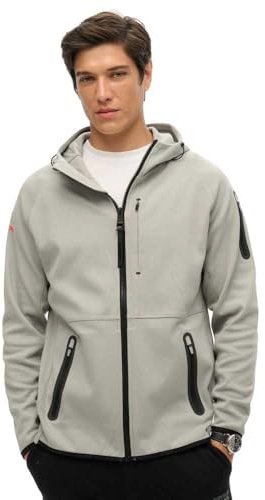 Superdry Herren Locker geschnittene Tech Kapuzenjacke mit Logo Schiefergrau Eisen XL