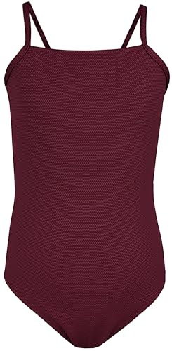 Aquarti Mädchen Badeanzug, Jacquard Punkte Rot Braun, 158
