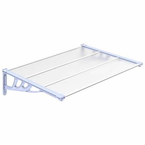 Door Canopy, Front Door Rain Shelter Awning Porch Roof Cover Grey and Transparent 122x90 cm Polycarbonate