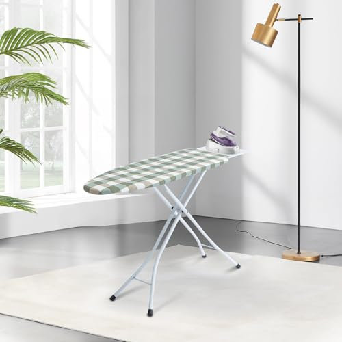 CROWNSHOP Ironing Board Universal Adjustment Height Extra Wide Iron Board with Silicon Iron Rest Large Lightweight Large Table TopIron Board Foldable Non Slip (About 108.5/75 x 31cm)