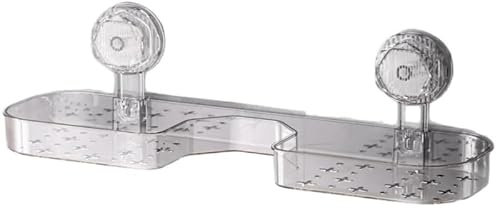 Mciluyaiio Waschbeckenablage mit Saugnapf, Ablage mit Abfluss, bohrfreies Badezimmerregal mit Abfluss, Ablage über dem Waschbecken für die Küche, platzsparender Wandkorb (Klar)