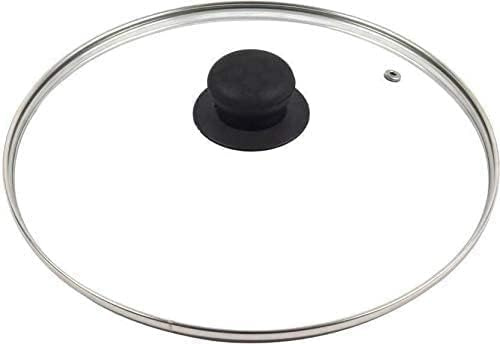 PRICE BEATER Universal Tempered Glass Lid Cover with Stainless Steel Rim & Knob, Fits Frying Pans, Pots, Skillets, Saucepans & Casseroles, Transparent Kitchen Cookware Cover, (1 Pcs, 22CM)