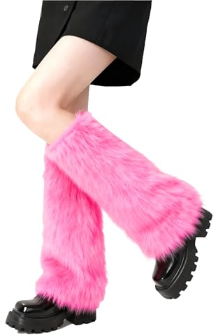 Lina & Lily Women's Winter Faux Fur Leg Warmers Boot Cuffs Covers 40cm Long
