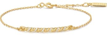 ANIA HAIE Damen Armband TIDE ECHO aus 925 Sterling Silber 14k vergoldet, besetzt mit 18 Zirkonia, Länge: 16,5 cm + 2 cm Verlängerung, inkl. Geschenkverpackung