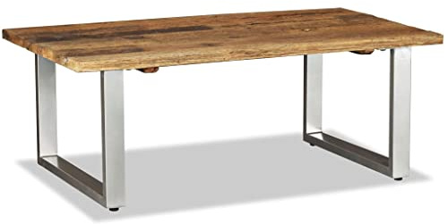Owoxanthellate Reclaimed Wood Coffee Table 100x60x38 cm with Wrought Iron Legs Vintage Industrial Side Tea Table for Living Room Lounge