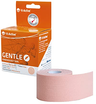 K-Active Kinesiologie Tape GENTLE mit STRATAGEL® Klebertechnologie für empfindliche Haut, 50 mm x 5 m, 1 Rolle