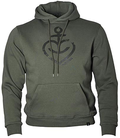 ASTRA Hoodie Herzanker Unisex Größe, Oliv, bequemer Pullover mit Kapuze, Cooler Kapuzen-Pulli mit Aufdruck, für Damen & Herren, Sweater aus St.Pauli (XS)