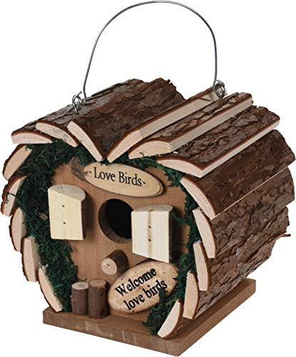 Trendkontor Vogel Nisthaus aus Holz Herz Lovebirds Vogelhaus Nistkasten 17 x 12 x 17cm