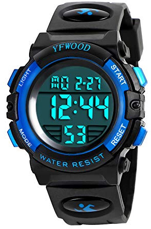 YFWOOD Kids Digital Watch for Boys 5-15, Waterproof Outdoor Sport Watches, Children Electronic Analog Quartz Wrist Watches with Silicone Band Luminous Alarm Stopwatch, Christmas Birthday Gift for Kids