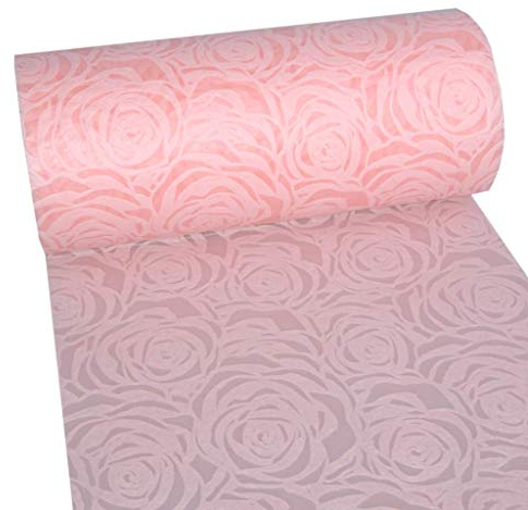 Dekoflor Tischband Tischläufer Tischdeko einzigartiges Rosen Design (Wasserfest, Lotuseffekt, samtige Oberfläche, 25 m Rolle, 30 cm Breite, 100% Nylon), Lachs