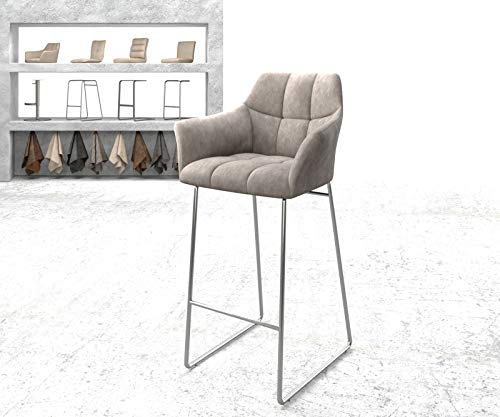 Barstuhl Yulo-Flex Kufengestell Edelstahl Vintage Taupe